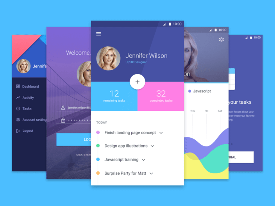 template application mobile material design